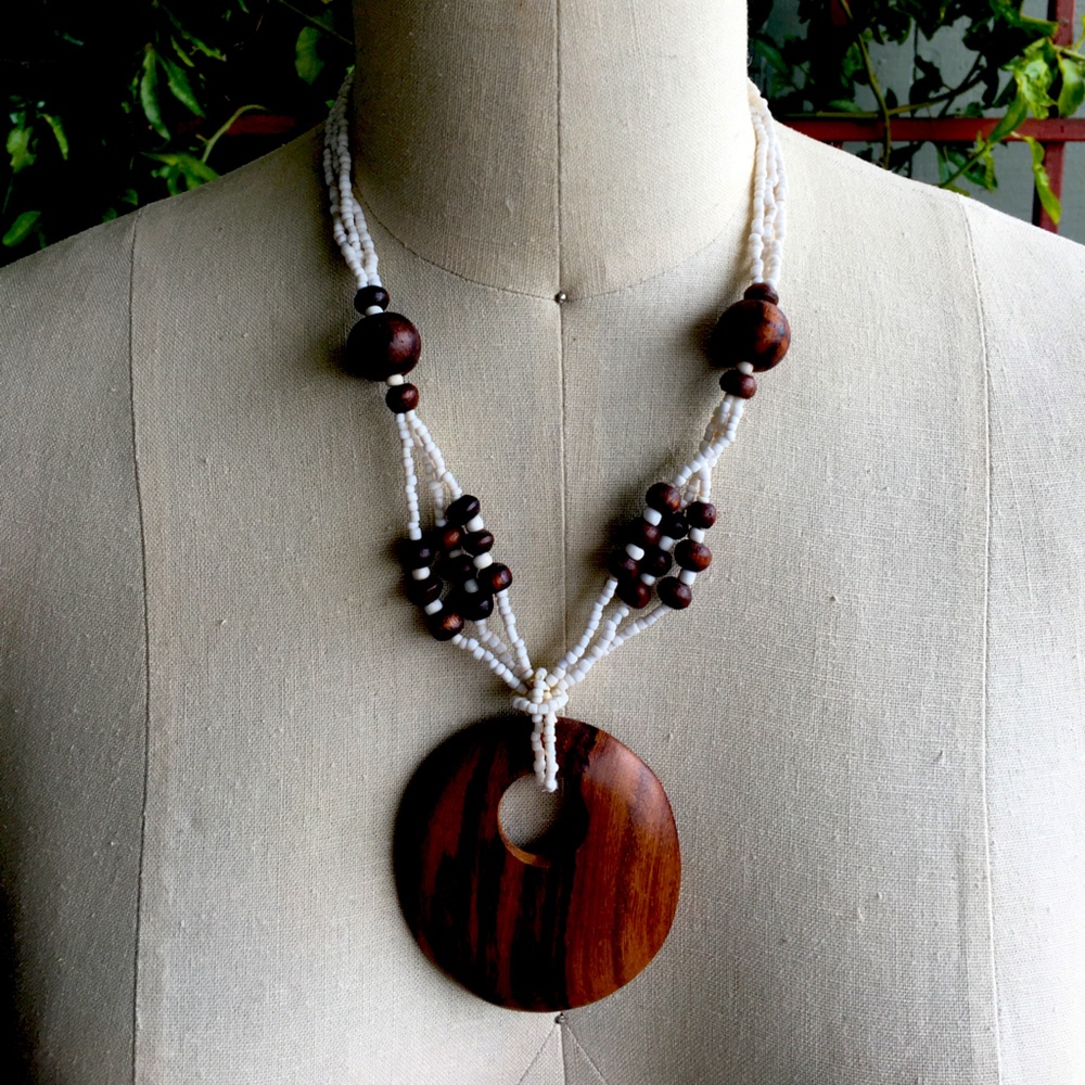 Wood and Beaded Necklace
